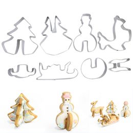 Stainless Steel 3D Christmas Cookie Mould Cutters Cake Cookie Mold Fondant Cutter DIY Baking Tool 8pcs/set