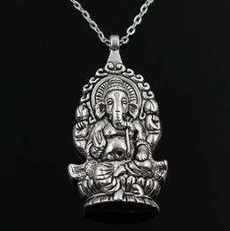 free ship 20pcs/lot Antique silver Ganesha Buddha elephant chain Charms Chain Necklace Jewellery Gift DIY