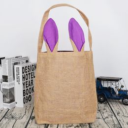 Easter Basket Jute Rabbit Ear Party Happy Easter Cute Gift Bag Cotton Linen Tote Festival Handbag OOA7603-1