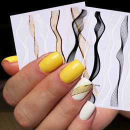 1pcs Nail Art Stickers 3D Metal Stripe Line Tape Gold White Adhesive Transfer DIY Foils Striping Tape Manicure Decals JIBP249-1