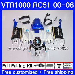 Kit For HONDA VTR 1000 RC51 2000 2001 2002 2003 2004 2005 2006 257HM.44 RTV1000 SP1 KONICA blue hot SP2 VTR1000 00 01 02 03 04 05 06 Fairing