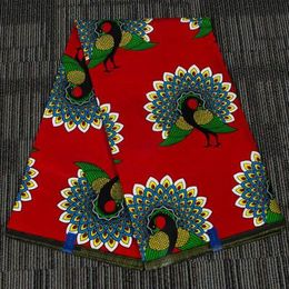 Latest Pretty Peacock red color Ankara African Wax Print Fabric new Wax binta wax Cotton Fabric for dress suit