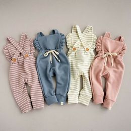 New Born Baby Clothes Backless Striped Ruffle Pagliaccetto Tuta Tuta Vestiti Baby Girl Girl Pagliaccetto bambini tuta M931