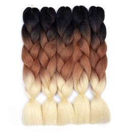 Ombre Braiding Hair Kanekalon Synthetic Braiding Hair Extensions 24inch 100g/Pack Black Brown Blonde Jumbo Braiding Hair