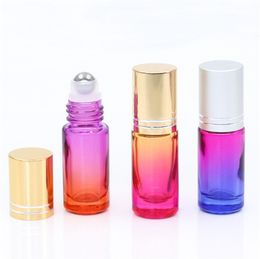 5ML Gradient Color Roll On Bottles Empty Refillable Perfume Essential Oil Glass Roller Bottle Container for Home Travel Use