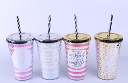 The latest 16OZ Drinkware creative universal cylindrical solid Colour multiple styles sealed double-layer plastic straw cups support Customised logo