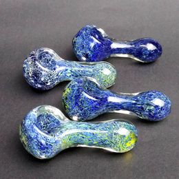 glass smoking pipes space moss spoon pipe cool quality Galaxy Blue Colorful Pipe Hand Pyrex Smoking hand pipe