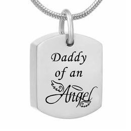 Daddy of an angel Stainless Steel Cremation Jewelry Urn Heart Memorial Keepsake Ashes Holder Pendant Necklace