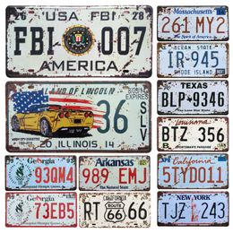 CHE726 Vintage Metal Car Decorative License Plate United States Decor Signs
