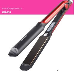 Professional Portable Hair Straightener Mini Black Red Tourmaline Ceramic Flat Iron Hair Styling Tool KM-531 women Hair Beauty CY94-7