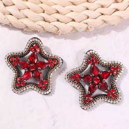 Wholesal gemstone star ear studs luxury designer jewelry women earings red green purple ruby gem stud bling diamond friendship girl gf gifts