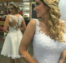 2019 Beautiful Sleeveless Wedding Dress Princess Knee Length Short Country Style Bridal Gown Custom Made Plus Size