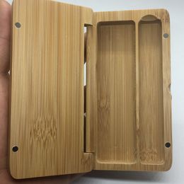 Natural Bamboo Stash Case Circle Angle Magnet Cover Storage Box Portable Tray For Preroll Rolling Handroller Hitter Herb Tobacco Smoking