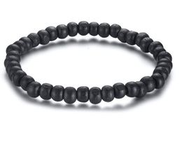 6.5mm ball black beaded stone bracelet 16.5cm lenght strings of Buddhist rosary beads bangle