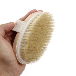 Dry Skin Body Soft Natural Bristle Brush Wooden Bath Shower Bristle Brush SPA Body Brush without Handle WCW542