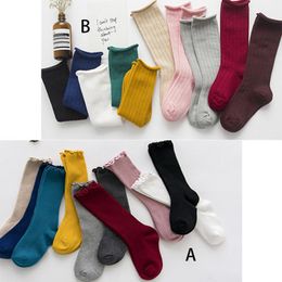 Baby girls ruffle knee high socks need candy Colours toddler long socks cotton socking children knitting newborn baby socks