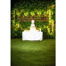 Garden Wedding Photography Background Vinyl Printed Plants Wall Cake Table Night Party Theme Photo Booth Backdrop Green Floor