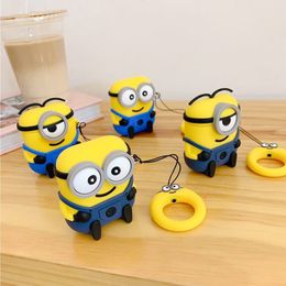 Lovely Minions Cute 3D Cases Cartoon Earphone Accessories Minion Silicone Case Covers Protective Cover For Airpods 1 2 Pro 3 Charging Box Headset Headphone Bag