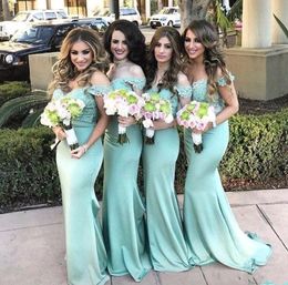 Robe demoiselle d'honneur Off Shoulder Mermaid Teal Blue Lace Long Bridesmaid Dresses Applique Prom Dresses Party Gowns