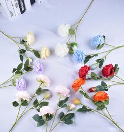 High quality rose flower silk Flowers Artificial Flowers 3 Heads Artificial Silk Peony Flower For Home Decoration Wedding Supplies