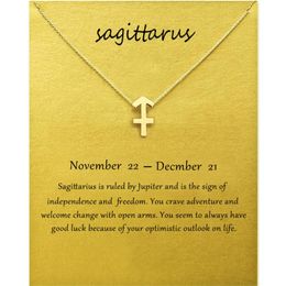 Fashion Jewelry 12 Constellation Sagittarius Pendant Necklaces For Women Zodiac Chains Necklace Gold Silver Color Birthday Gift