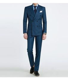Popular Double-Breasted Groomsmen Peak Lapel Groom Tuxedos Groomsmen Best Man Suit Mens Wedding Suits Bridegroom (Jacket+Pants+Tie) B167