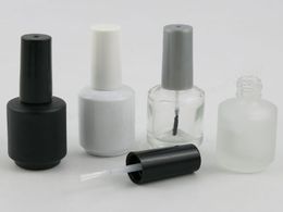 15ml Empty White Black Clear Frost Glass Nail Polish Bottle With White Black Grey Brush Cap 1/2oz Glass Container