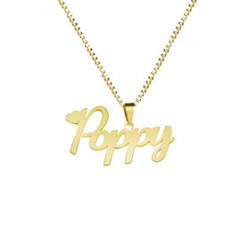 Custom Name Necklace With Box Chain Handmade Personalised Any Letter Pendant Stainless Steel Jewellery Birthday Gift For Boy Girls