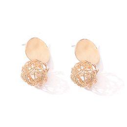 Wholesale- Arrival Punk Style Geometric Pearl Ball Stud Earrings For Women Girl Metal Woven Hanging Dangle Earring Modern Jewellery Gift