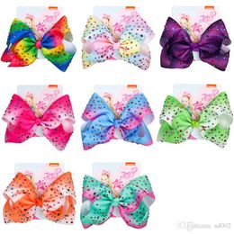 Festival Party Children Colour Diamond 8 Inch Hair Bows Barrette Large Jojo Siwa Bowknot Hairpin Accessories 7 2gf Ww