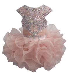 Luxurious New Little Girls Glitz Beaded Pageant Cupcake Dresses Infant Mini Short Skirts Toddler Tutu Girl Ruffles Dresses 2020299m