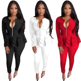 Women cardigan jacket tracksuit sportswear two piece set jogging sport suit sweatshirt coat outerwear women zipper top pantsuit klw2675