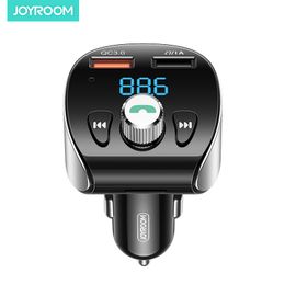 JOYROOM Bluetooth Car FM Transmitter Audio Adapter Receiver Wireless Handsfree Car Kit with Display QC3.0 Car Chager AUX TF Card Mp3 Play