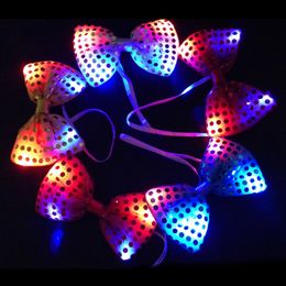 LED Bowtie Flashing Light Up Bow Tie man's Party Lights Sequins Bowtie Wedding Glow Props Halloween Christmas bowknot gift