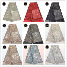Zqm Tulle Merletto Africano Tessuto Bel Disegno Del Ricamo Di Paillettes Tessuto Del Merletto Di Alta Qualità 2019 Per Il Vestito Da Donne Festa Di