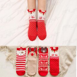 Christmas Women s Socks Red Cotton Medium Christmas Ladies Socks Autumn And Winter Cotton Socks 4 pairs / set H0004 011