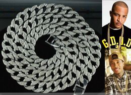 Mens Silver Hip Hop CZ Rapper Style Cuban Link 14mm 36" Chain necklace