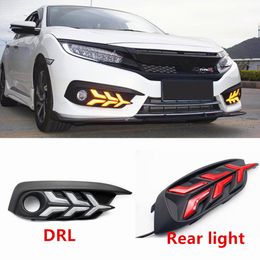 1 Pair 12V Car LED DRL Daytime Running Lights rear bumper brake light tail light fog lamp For Honda Civic 10th 2016 2017