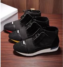 2019 EU Designer fashion Mesh Brand Man Genuine Leather Arena Shoes Flat Fashion Brand High Top Lace Up Shoes Outdoors Sneakers Size 35-47