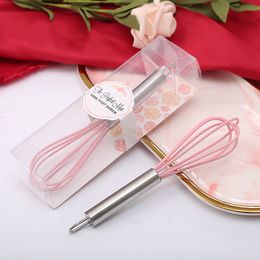 50PCS Wedding Favors The Perfect Mix Stainless Steel Pink Kitchen Whisks Manual Egg Beaters Bridal Shower Party Supplies