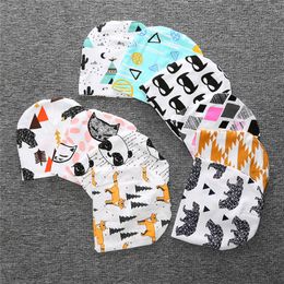 kids INS purified cotton hats children fashion cartoon caps fox beanies panda tiger hats printed Baby caps