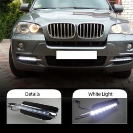 2Pcs DRL For BMW X5 E70 2007 2008 2009 2010 Daytime Running Lights Daylight Car LED Fog head Lamp cover