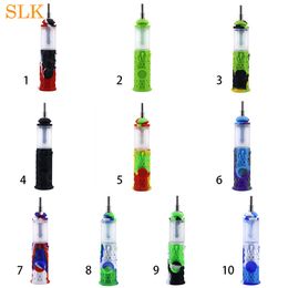 hot sell 710 glass oil burner smoking water pipes silicone bongs shisha bubbler Philtre octagon honeybee style silicone smoking pipe