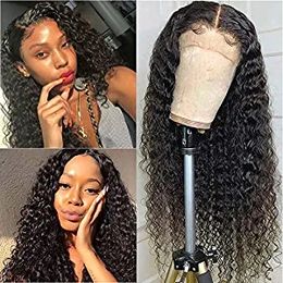 Transparent Deep Wave Frontal Wig Lace Front Human Hair Wigs For black Women Wet And Wavy peruvian Curly Brazilian remy pre plucked 130% density diva1