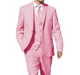 New Arrival Groomsmen Notch Lapel Groom Tuxedos Pink Men Suits Wedding/Prom/Dinner Best Man Blazer ( Jacket+Pants+Tie+Vest ) B541