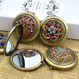 Makeup Mirror Portable Round Folded Compact Mirrors Gold Silver Pocket Mirror Making Up for Personalised Gift F3700