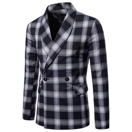2019 New Mens Paild Blazers 3 Colours England Style Slim Fit Lapel Neck Casual Suit Tops Plus Size M - 4XL2926
