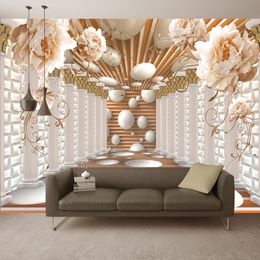 Custom Any Size Mural Wallpaper 3D Stereo Space Flowers Ball Art Wall Painting Living Room Self-Adhesive Decor Papel De Parede