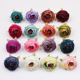 Tea Rose Bud 5cm Peony Fake Bridal Bouquets Silk Flowers Head Party Decoration Garden Decor 16 Colours