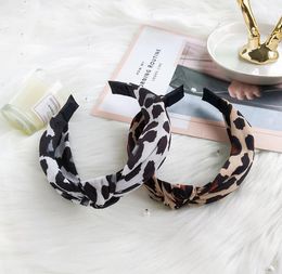 European and American cloth leopard headband, wide edge knotted headband, ladies face wash bow hair accessories WY942